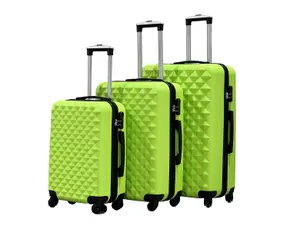 3pc ABS 4 Wheel Diamond Luggage Set - Green