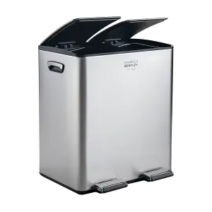 30L Double Compartment Kitchen Bin Stainless Steel Rubbish Pedal