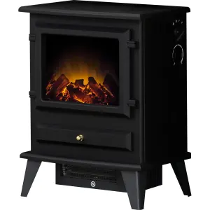 Adam Hudson Electric Stove in Black with Straight Stove Pipe