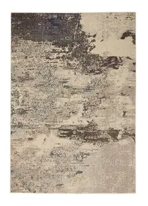 Ivory Grey Abstract Graphics Modern Rug for Living Room Bedroom and Dining Room-66cm X 114cm