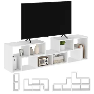 HOMCOM TV Unit for TVs up to 75 Inches, Free Combination TV Stand, White