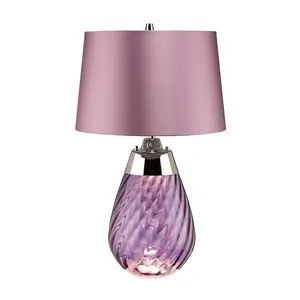 Table Lamp Heather Shade & Plum tinted Glass / Heather Shade LED E27 60W Bulb