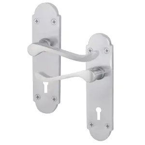 AFIT Satin Chrome Door Handles for Key Lock - Victorian Scroll Shaped - 1 Pair of Internal Door Handles