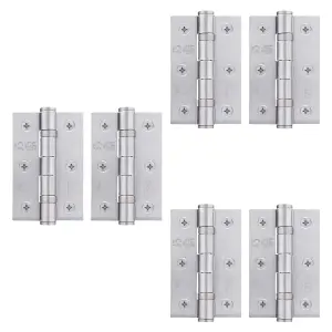 AFIT Satin Chrome Door Hinges - 3 Inch / 76mm  Internal Fire Door Hinges - 3 Pairs