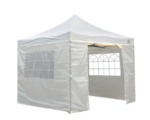 All Seasons Gazebos 3x3 Full Waterproof Pop Up Gazebo with 4 Lightweight Side Panels and Accessories Cream