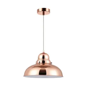 Interiors by Premier Jasper Bell Shaped Pendant Light with Copper Finish