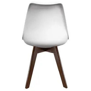 Soho White & Green Plastic Dining Chair with Squared Dark Wood Legs