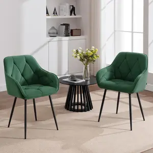 Bharmal Velvet Armchair (Set of 2) Dark Green