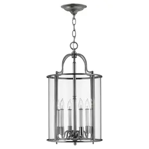 Elstead Gentry 6 Light  Large Ceiling Lantern Pendant Pewter, E14