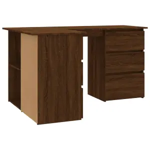 Berkfield Corner Desk Brown Oak 145x100x76 cm Engineered Wood