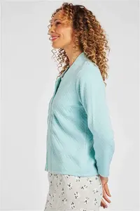 Bonmarche Green Bed Jacket Diamond Quilt Zip Through, Size: 24-26