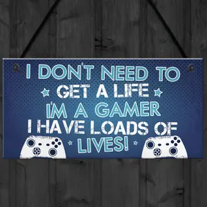 Red Ocean Blue Gaming Sign Boys Bedroom Sign Novelty Birthday Gift For Gamer Brother Son