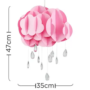 ValueLights Pink Ceiling Pendant Droplets Shade and B22 GLS LED 10W Warm White 3000K Bulb