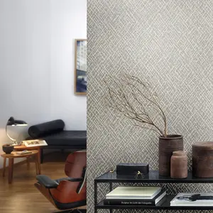 Galerie Earth Collection Silver Textured Crosshatch Effect Sheen Wallpaper Roll