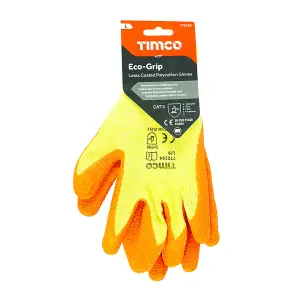 Timco - Eco-Grip Gloves - Crinkle Latex Coated Polycotton (Size Large - 1 Each)