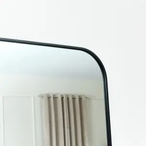 Melody Maison Large Black Curved Square Arched Overmantle Mirror 100cm x 100cm