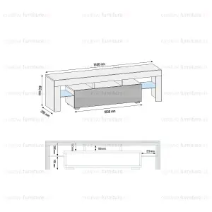 TV Unit 160cm Modern White with High Gloss Doors - Creative Furniture