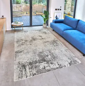 Grey Abstract Modern Easy to Clean Abstract Rug For Dining Room Bedroom And LivingRoom-275cm X 380cm