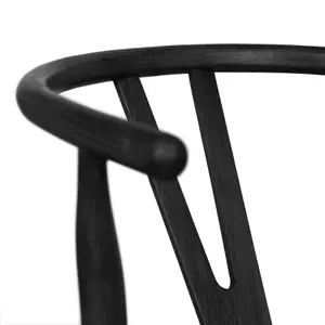 Nicholas Winter Beech Wooden Wishbone Dining Chairs - Black/Black - Set of 6