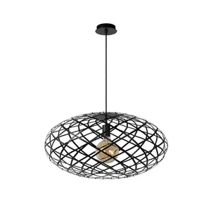 Lucide Wolfram Modern Pendant Light 65cm - 1xE27 - Black