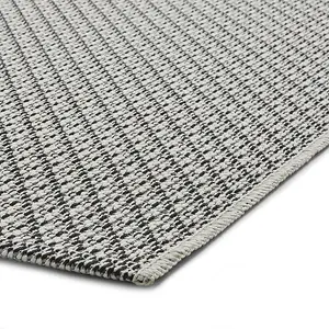 Seam Flat Weave Easy Clean Plain Rug - Ivory/Black - 160x220