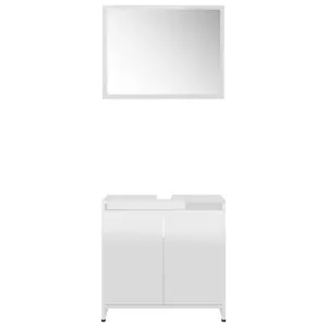 Berkfield 3 Piece Bathroom Furniture Set High Gloss White Engineered Wood