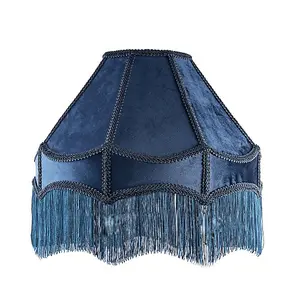 Traditional Victorian Empire 40cm Lamp Shade in Navy Midnight Blue with Tassels