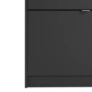 Shoes Shoe cabinet  w. 4 tilting doors and 2 layers Matt Black