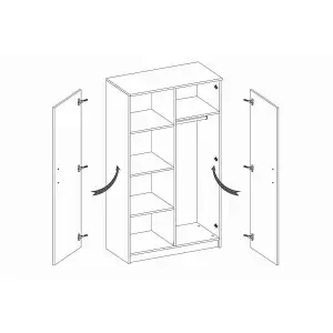 Smyk 06 White Matt Hinged Wardrobe W800mm H1930mm D500mm with Vibrant Lime Green Handles