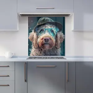 Labradoodle Dog Splashart Premium Glass Kitchen Splashback W900mm x H750mm