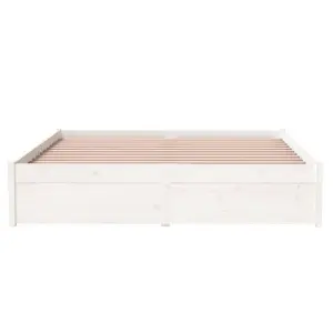 Berkfield Bed Frame White Solid Wood 135x190 cm Double