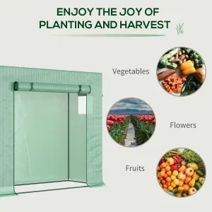 Outsunny 200x76x168cm Walk-in Garden Greenhouse Plant Warm House w/ Roll Up Door