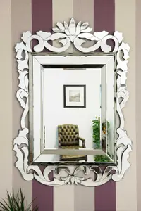 MirrorOutlet All Glass Stylised Baroque Inspired Wall Mirror 135 x 99 CM