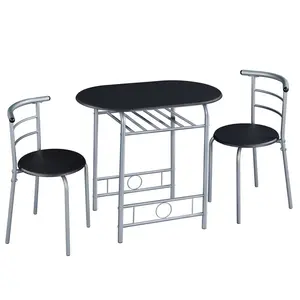 2 - Person Dining Set Black/Silver / 76" H x 49" W x 43" D