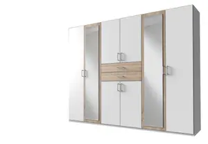 BRISTOL White And Oak 6 Door wardrobe