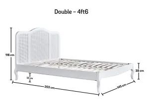 Sienna White Rattan Bed Frame - Double Bed Frame Only