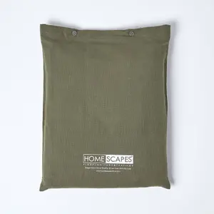 Homescapes Khaki Green Linen Fitted Sheet, Single