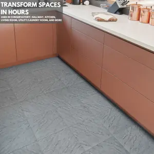 Self-Adhesive Vinyl Floor Tiles - 30 Pack for 30 ft² (2.79 m²) Coverage - Peel & Stick Vinyl Floor Tiles - Grey Marble Effect