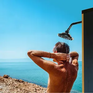 Surya Silver - Solar Garden Shower 35l Made Of Pvc. Solar Heated Shower Outdoor Shower With Steel Fittings And Swivel Shower Head. Colour Silver And Matt Black. Gold