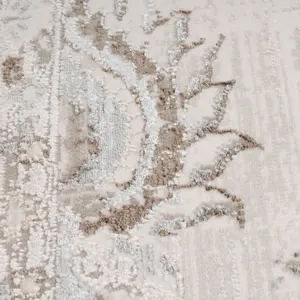 Beige Floral Patterned Bedroom Living Area Rug 200x290cm