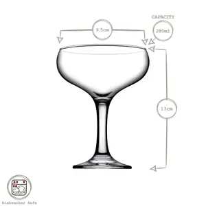 Pasabahce Bistro Glass Champagne Saucers - 280ml - Pack of 12