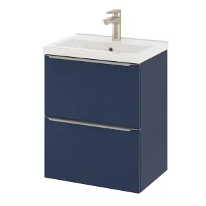 GoodHome Imandra Slimline Matt Blue Wall-mounted Bathroom Cabinet (H) 600mm (W) 500mm