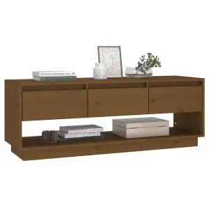 Berkfield TV Cabinet Honey Brown 110.5x34x40 cm Solid Wood Pine