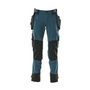 Mascot Advanced Trousers with Holster Pockets and Stretch - Dark Petroleum   (35.5) (Leg Length - Short)