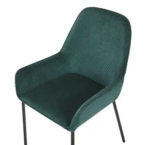 Set of 2 Dining Chairs LOVERNA Corduroy Dark Green