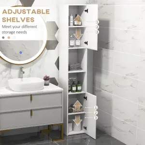 kleankin High Gloss Bathroom Floor Cabinet Storage Cupboard with Doors