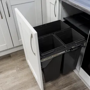 68L Integrated Pull Out Kitchen Waste & Recycling Bin for 500mm Cabinet Under Counter Storage 1 x 34L + 2 x 17L Compartments