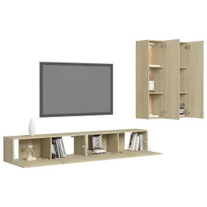 Berkfield 4 Piece TV Cabinet Set Sonoma Oak Engineered Wood