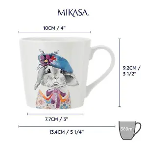 Mikasa Tipperleyhill Rabbit Print 380ml Mug