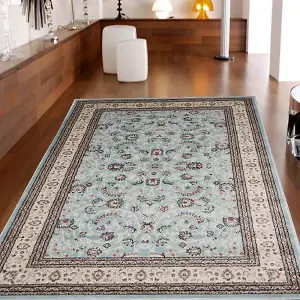 Blue Traditional Floral Rug - Jersey